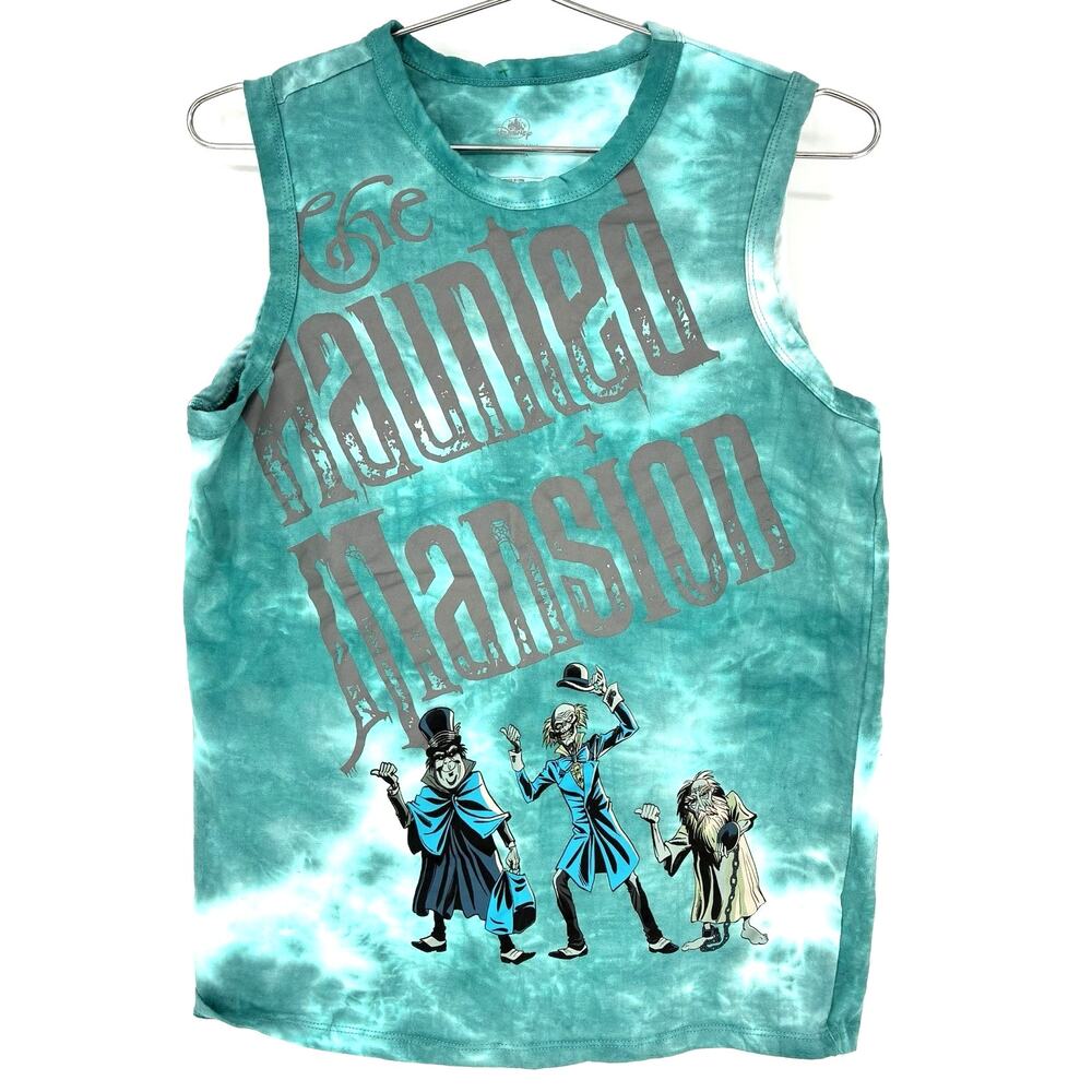 Disney Haunted Mansion Tank Top Womens S Teal Tie Dye Graphic Parks Ghosts